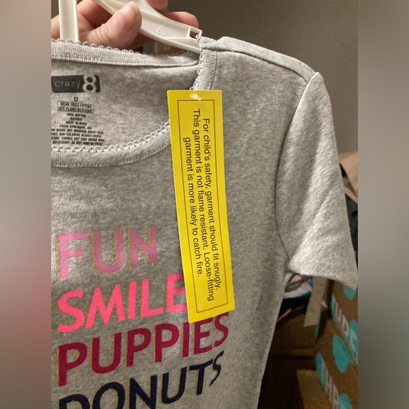 Crazy 8 New Heather Gray Short Sleeve Shirt & Light Blue Striped Shorts Pj Set - Picture 3 of 7